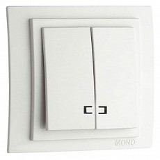 Выключатель двухклавишный с подсветкой без рамки mono electric despina - larissa 500-000125-103
